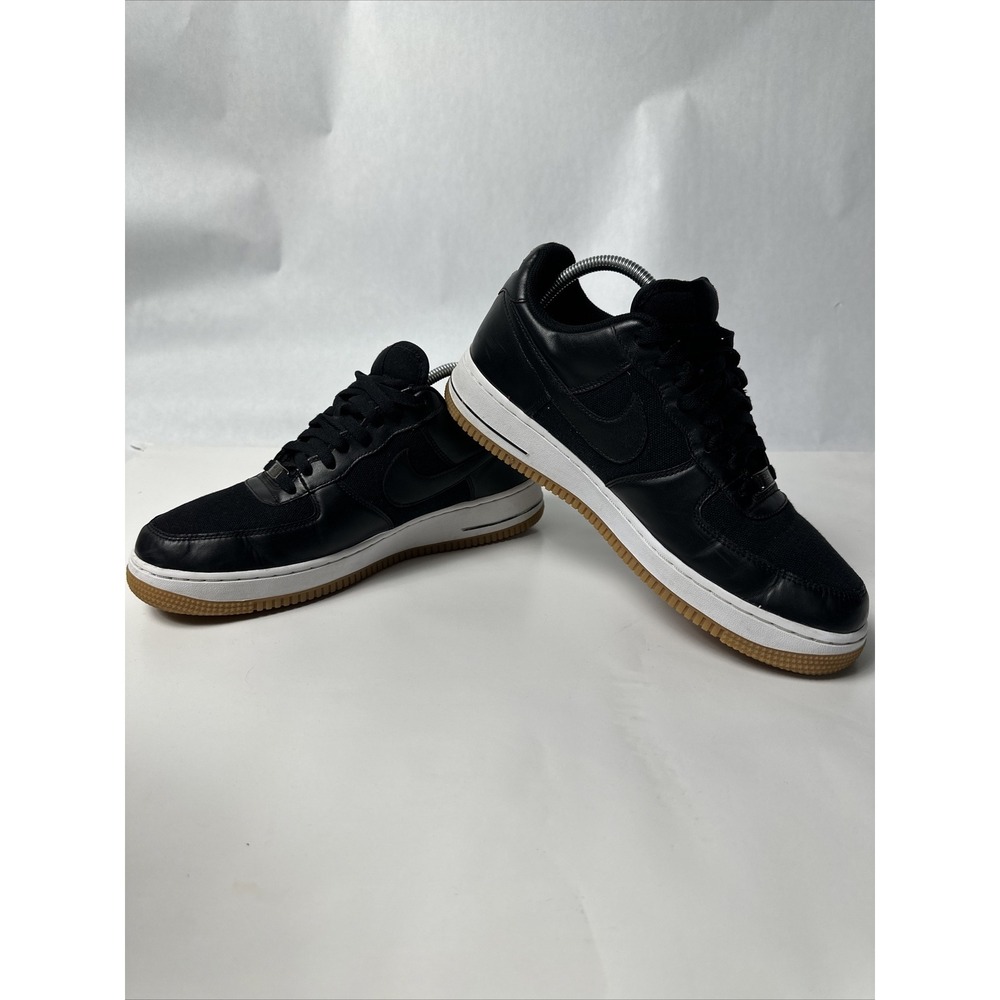 Men's NIKE AIR FORCE 1 (315122-043) Black Fabric & Leather Low Top Sneaker Sz 11
